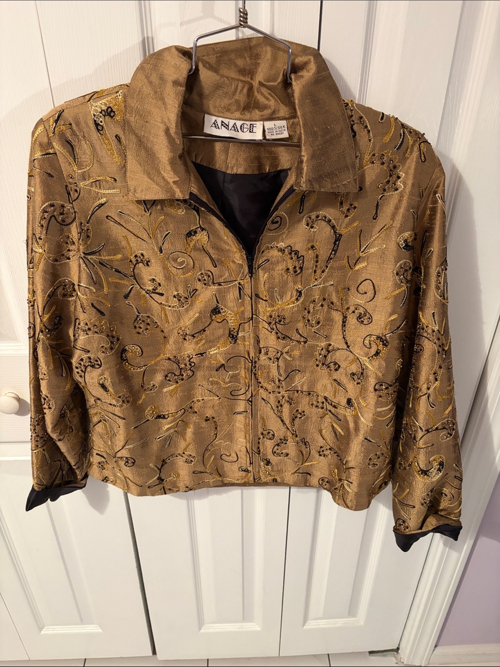 Anage Gold Embroidered Cropped Jacket